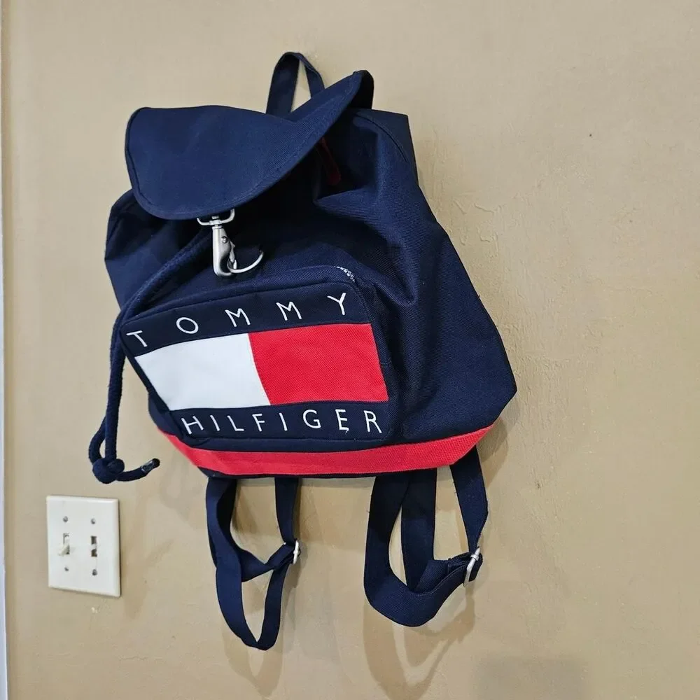 90s y2k Tommy Hilfiger big flag cinch backpack